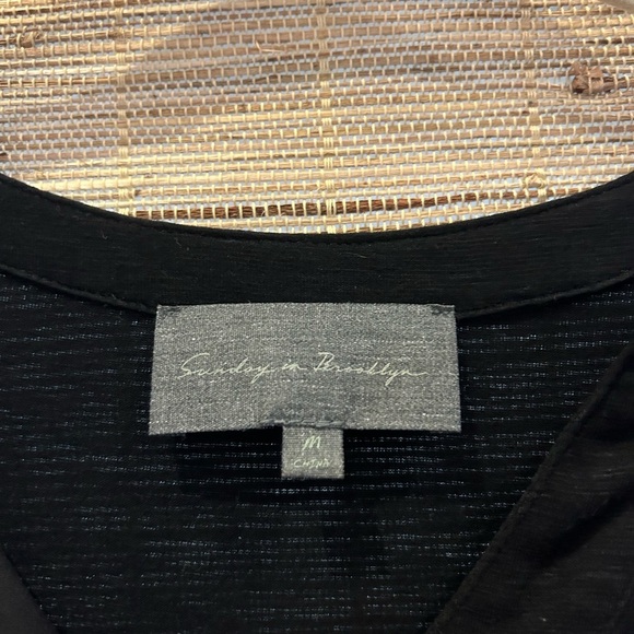 Anthropologie Black & Pink Sleeveless Blouse Sunday in Brooklyn Women’s Medium - Picture 3 of 5